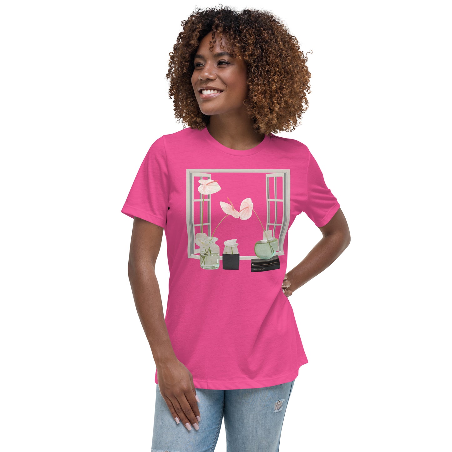 Floral Open Window Print Women's Relaxed T-Shirt - Perfect for Every Day