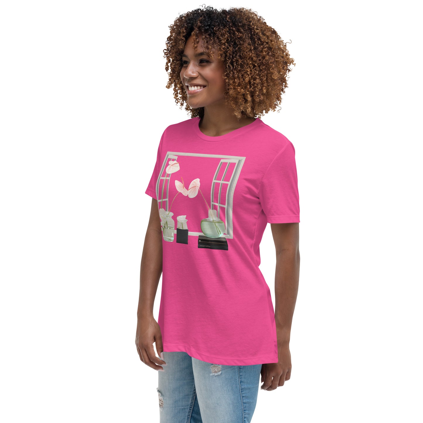 Floral Open Window Print Women's Relaxed T-Shirt - Perfect for Every Day