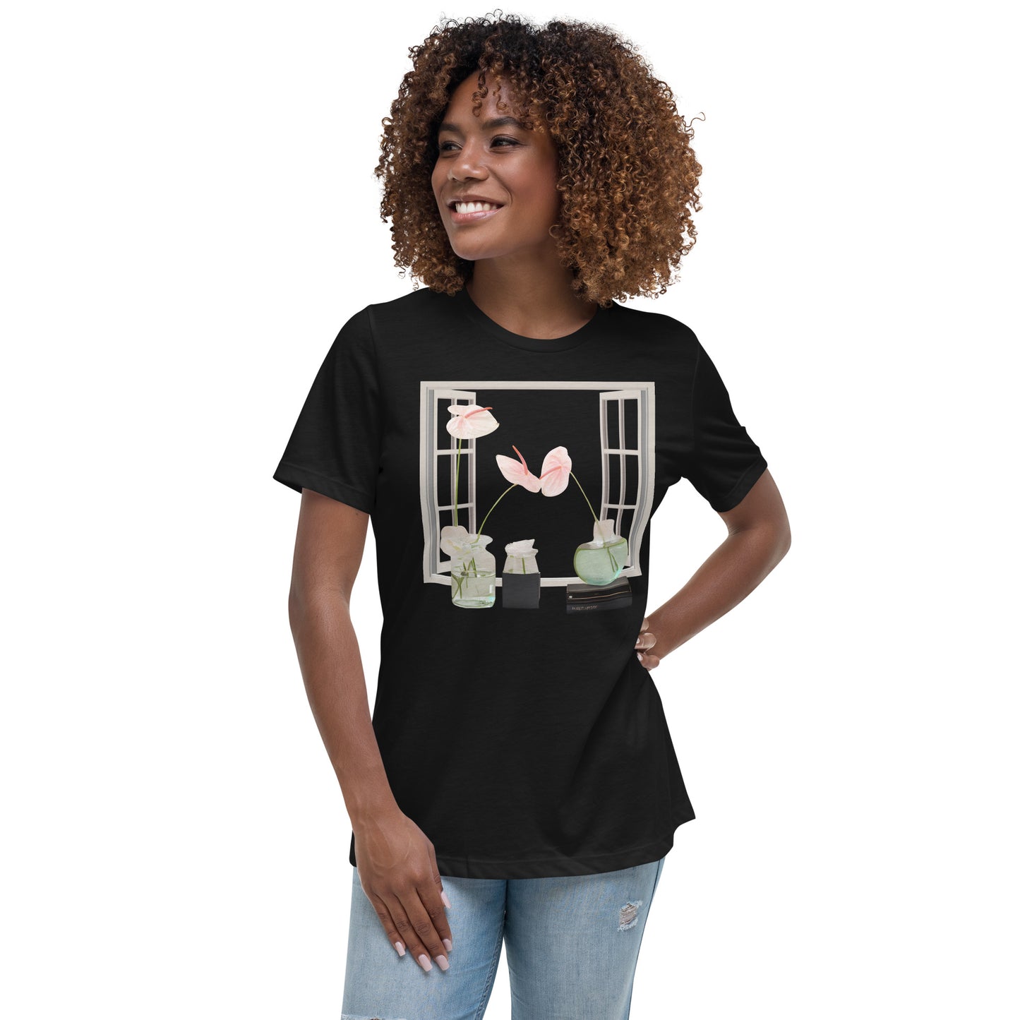 Floral Open Window Print Women's Relaxed T-Shirt - Perfect for Every Day