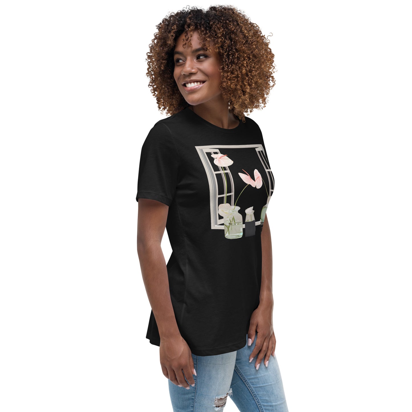 Floral Open Window Print Women's Relaxed T-Shirt - Perfect for Every Day