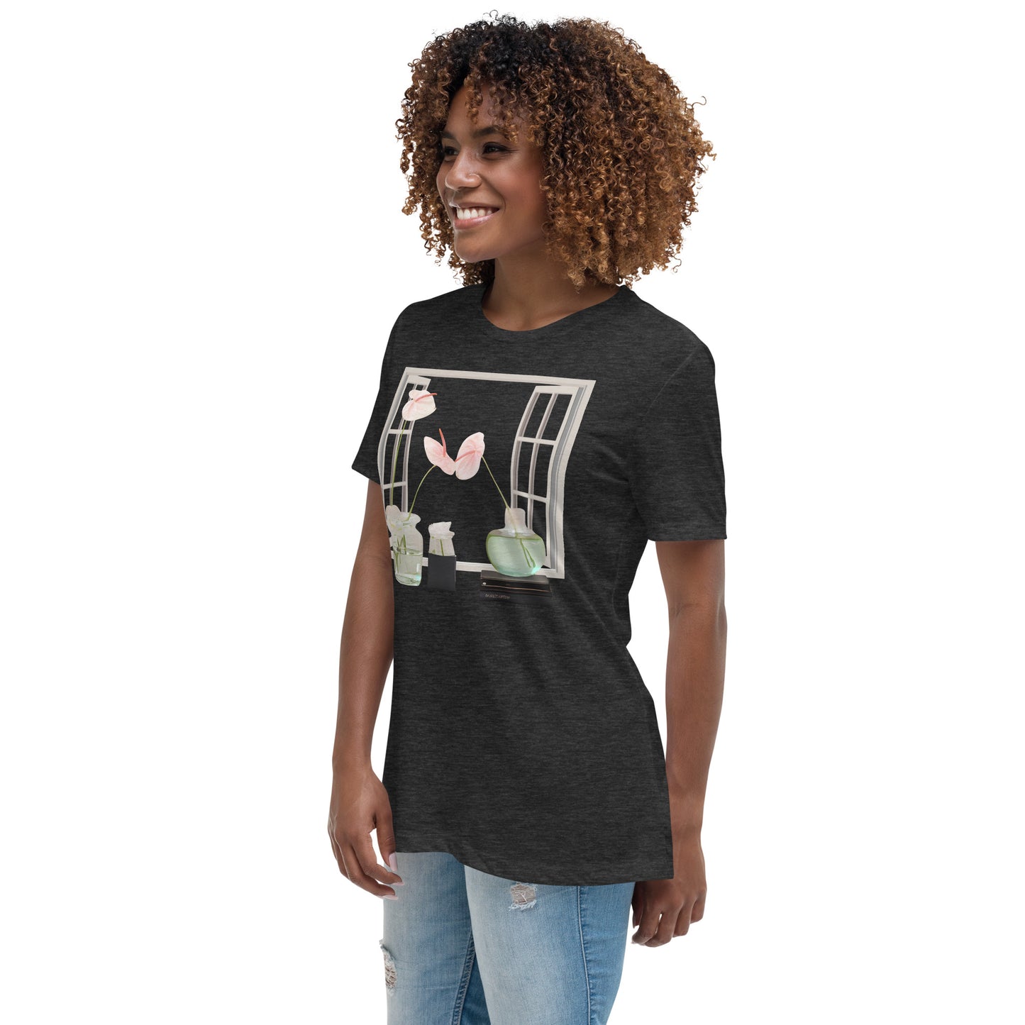 Floral Open Window Print Women's Relaxed T-Shirt - Perfect for Every Day