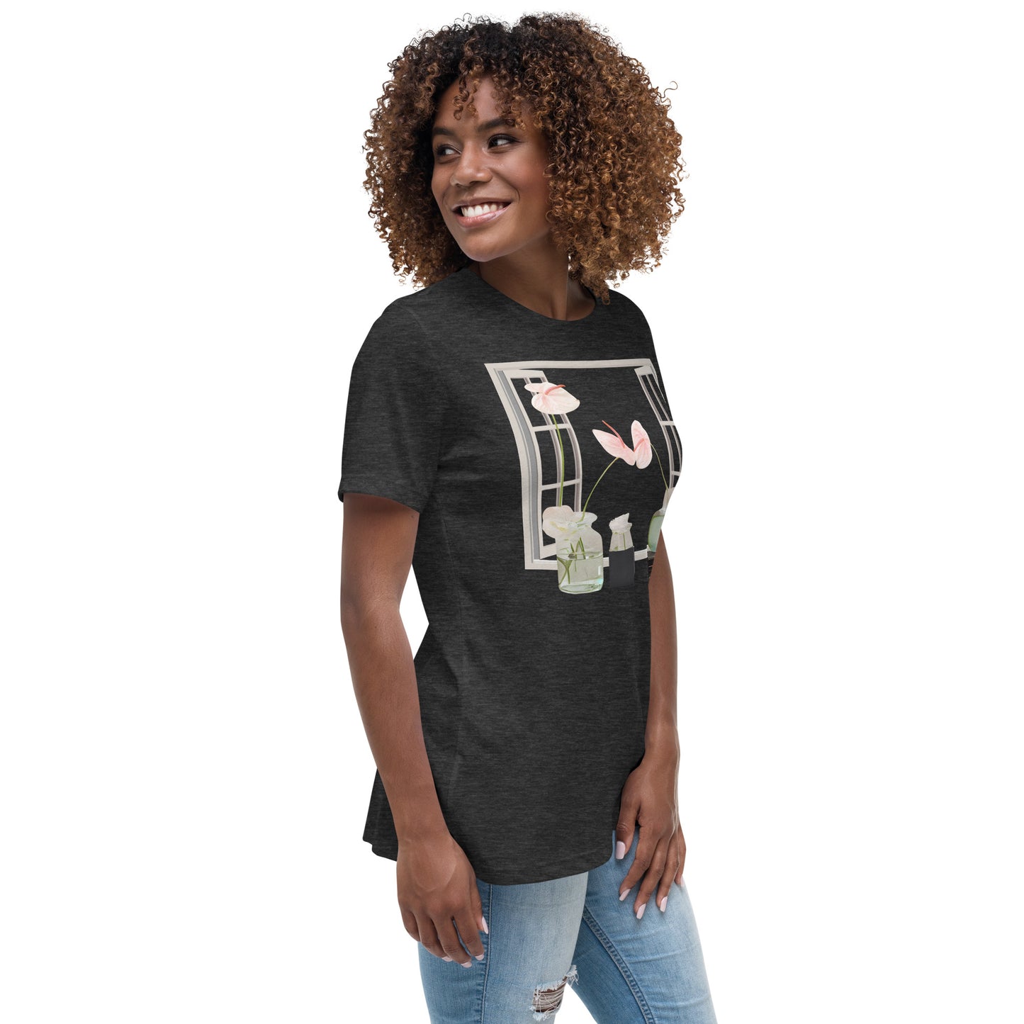 Floral Open Window Print Women's Relaxed T-Shirt - Perfect for Every Day