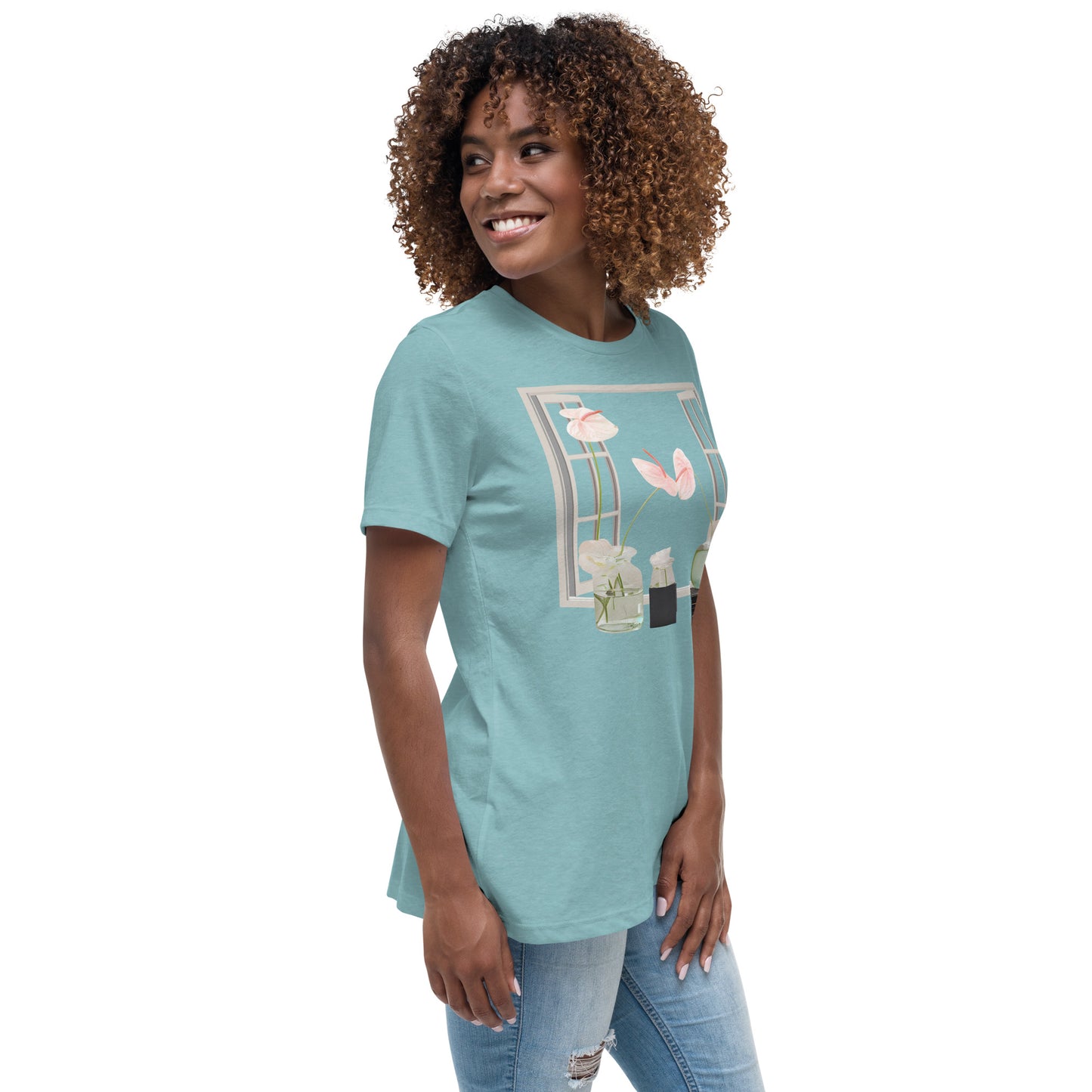 Floral Open Window Print Women's Relaxed T-Shirt - Perfect for Every Day