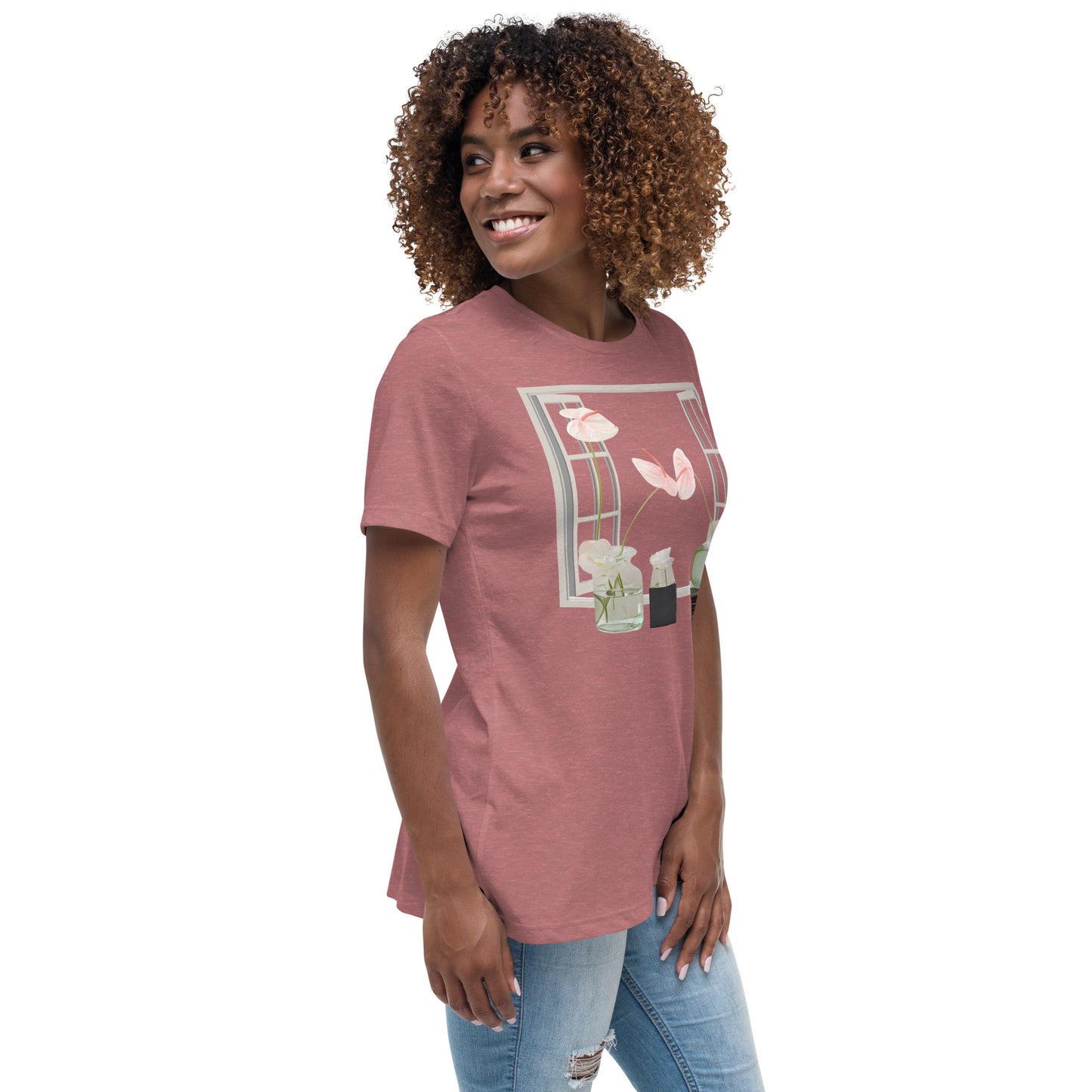 Floral Open Window Print Women's Relaxed T-Shirt - Perfect for Every Day