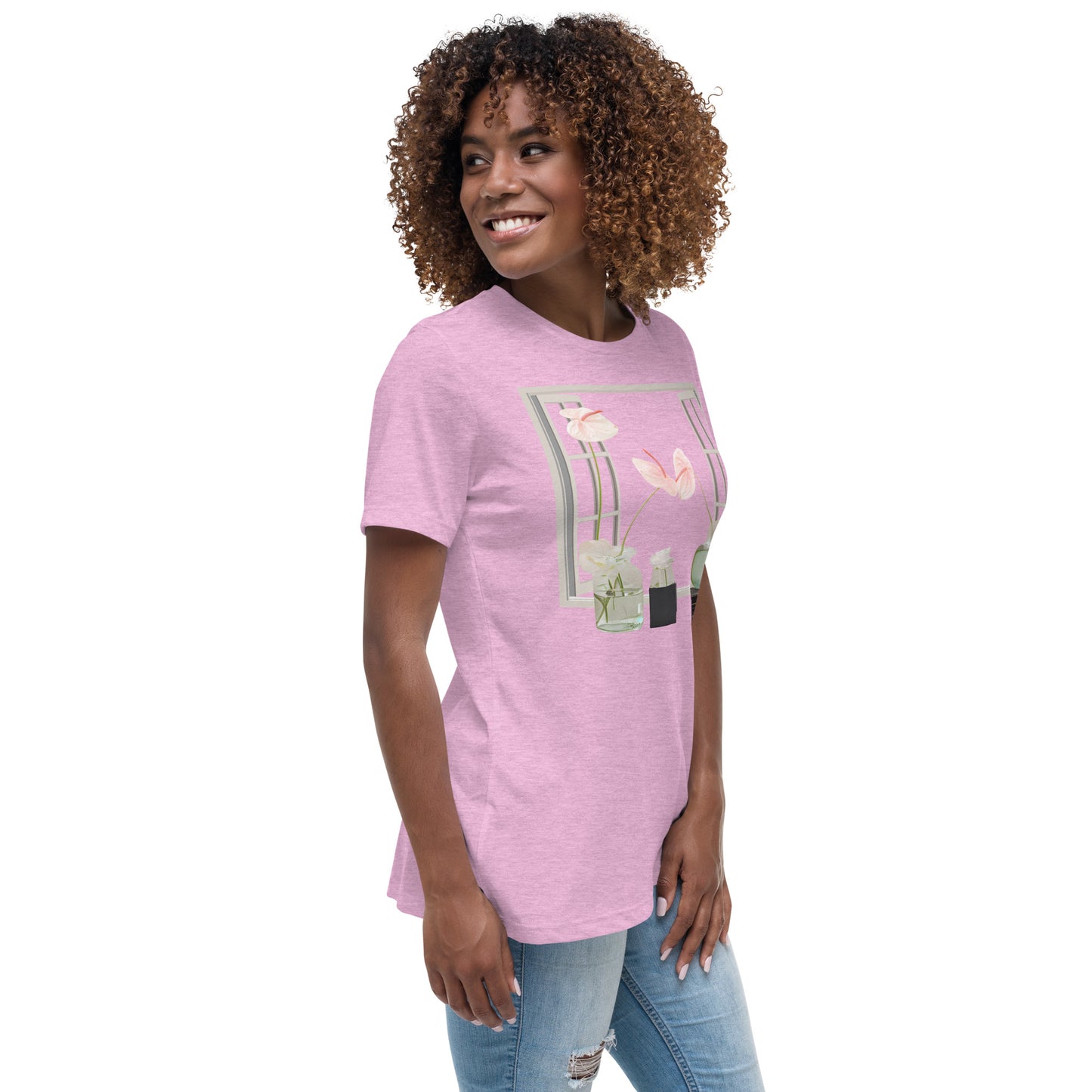 Floral Open Window Print Women's Relaxed T-Shirt - Perfect for Every Day