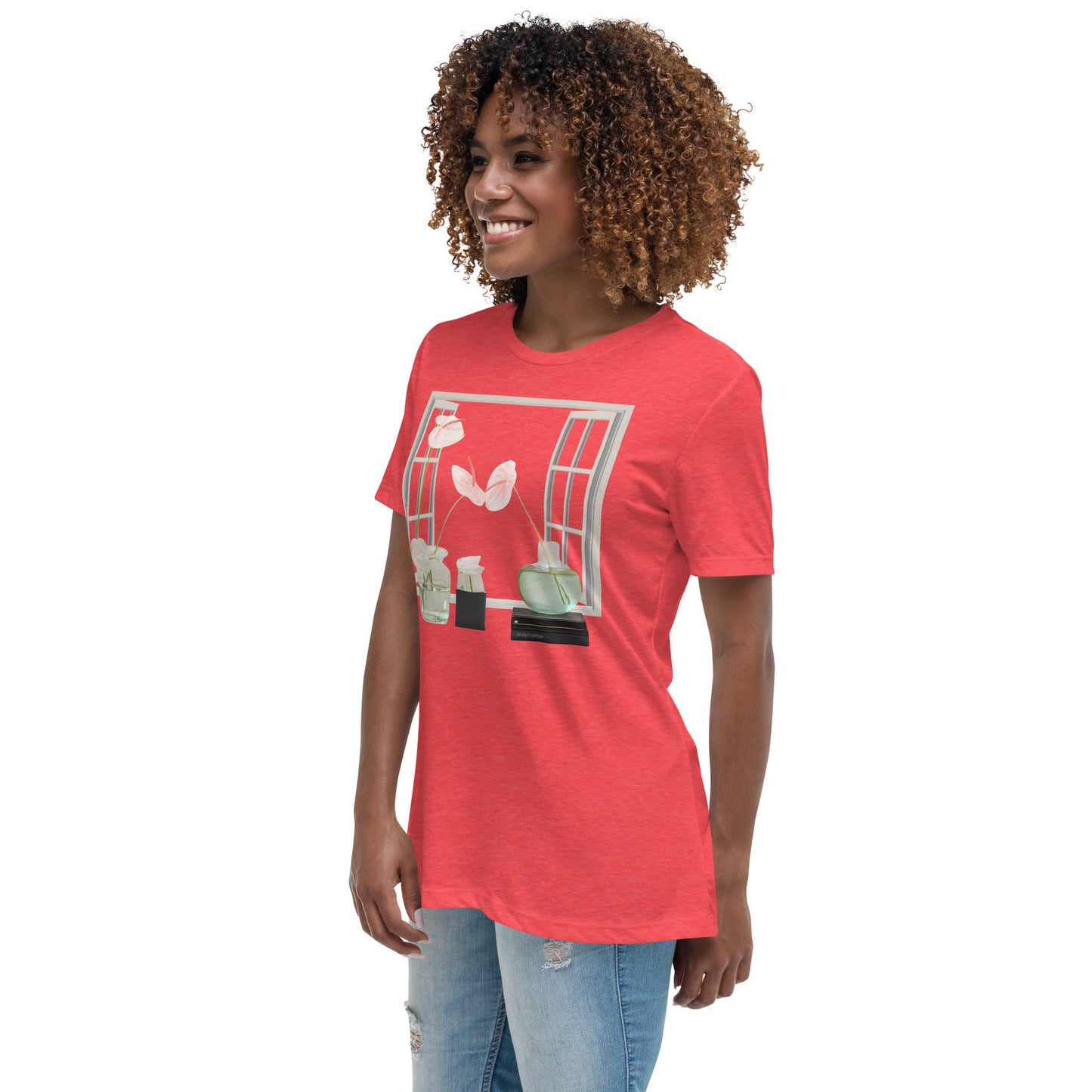 Floral Open Window Print Women's Relaxed T-Shirt - Perfect for Every Day