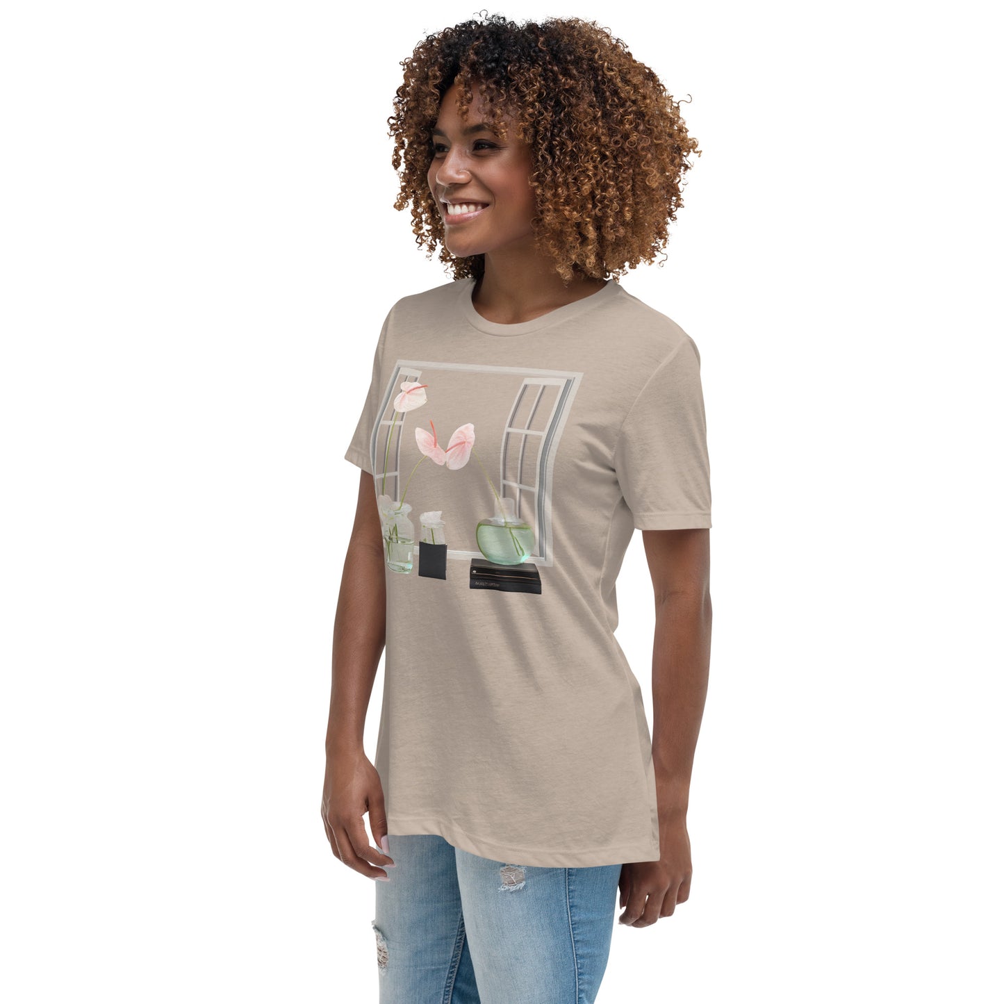 Floral Open Window Print Women's Relaxed T-Shirt - Perfect for Every Day