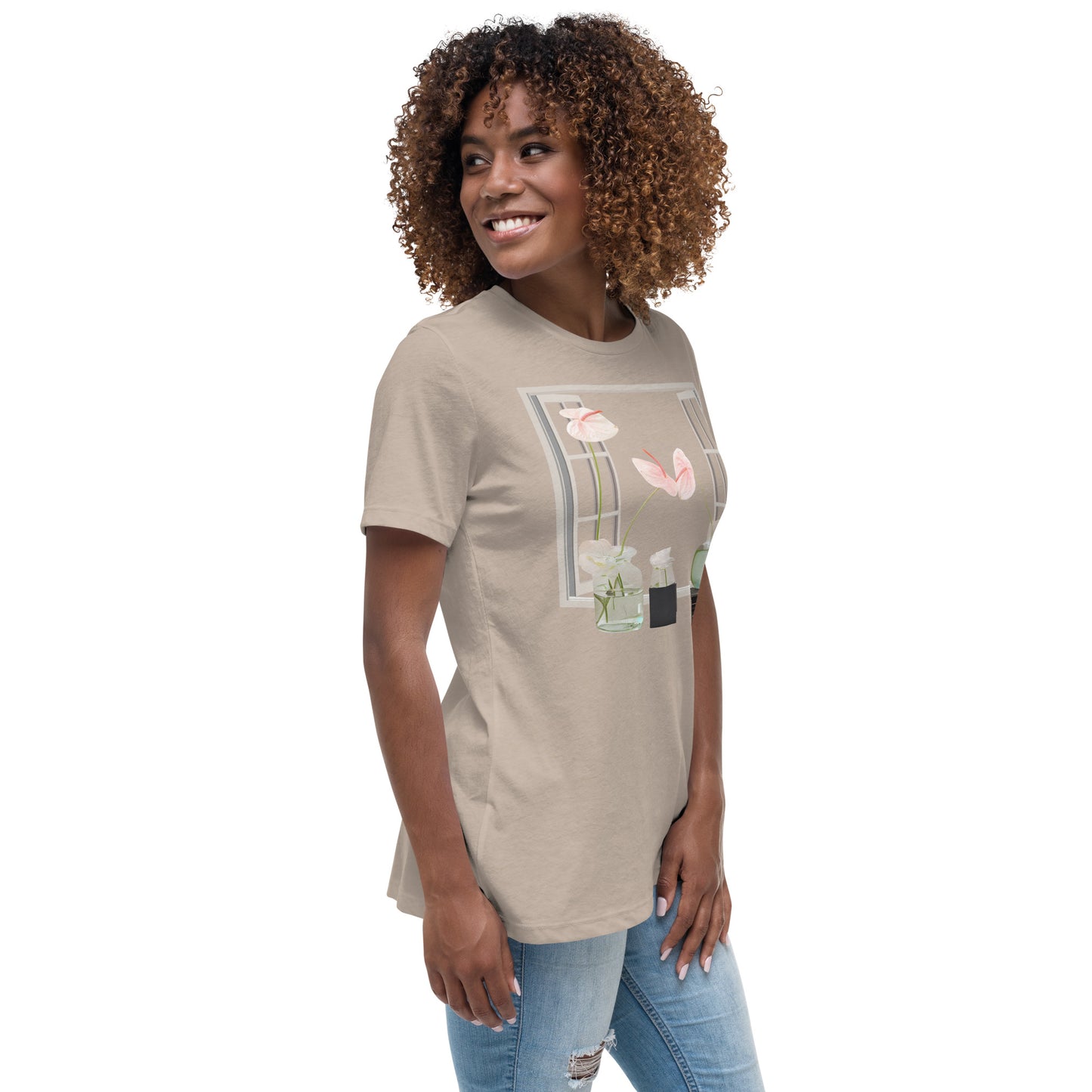 Floral Open Window Print Women's Relaxed T-Shirt - Perfect for Every Day