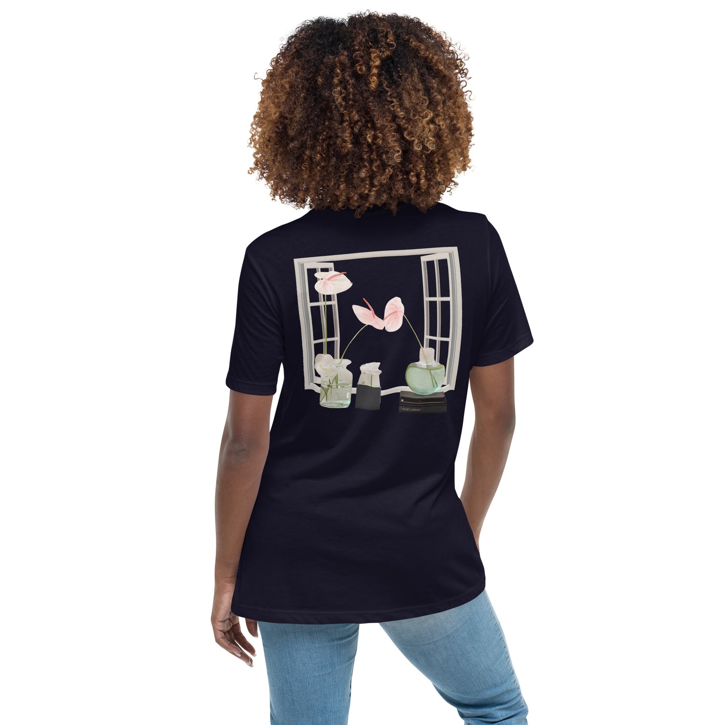 Floral Open Window Print Women's Relaxed T-Shirt - Perfect for Every Day