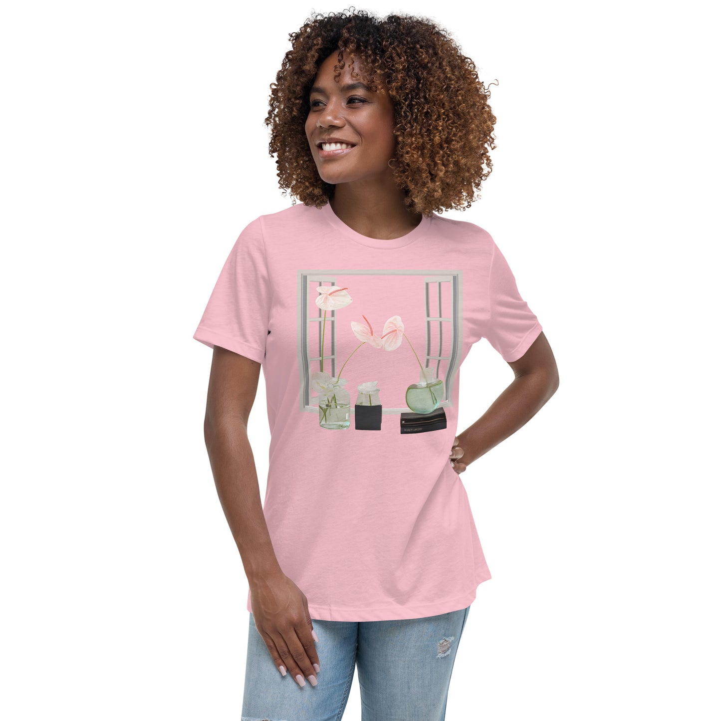 Floral Open Window Print Women's Relaxed T-Shirt - Perfect for Every Day