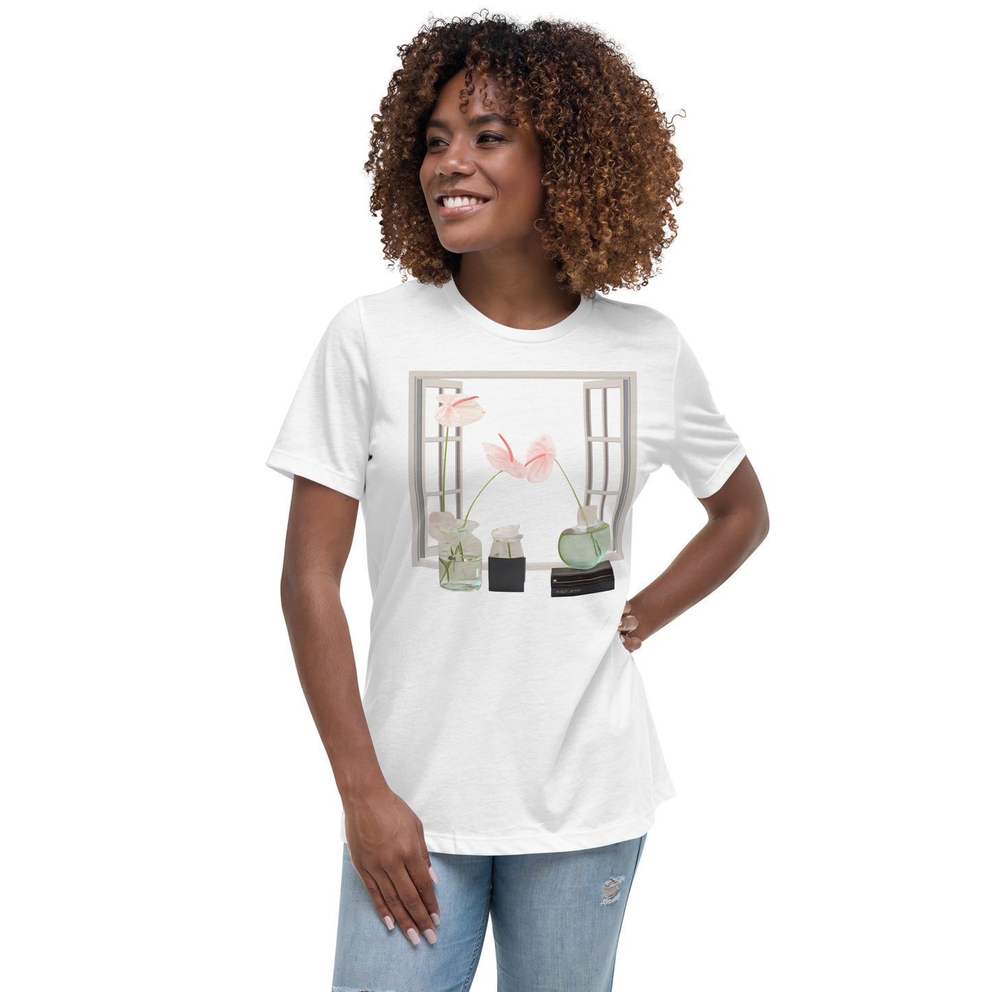 Floral Open Window Print Women's Relaxed T-Shirt - Perfect for Every Day