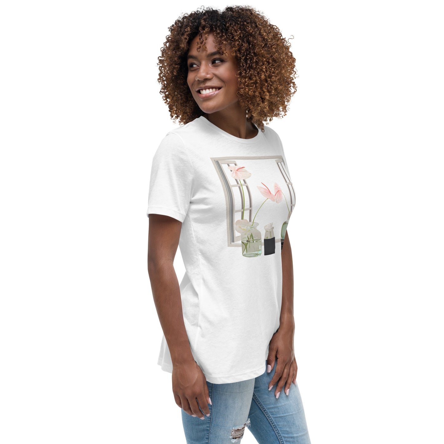 Floral Open Window Print Women's Relaxed T-Shirt - Perfect for Every Day