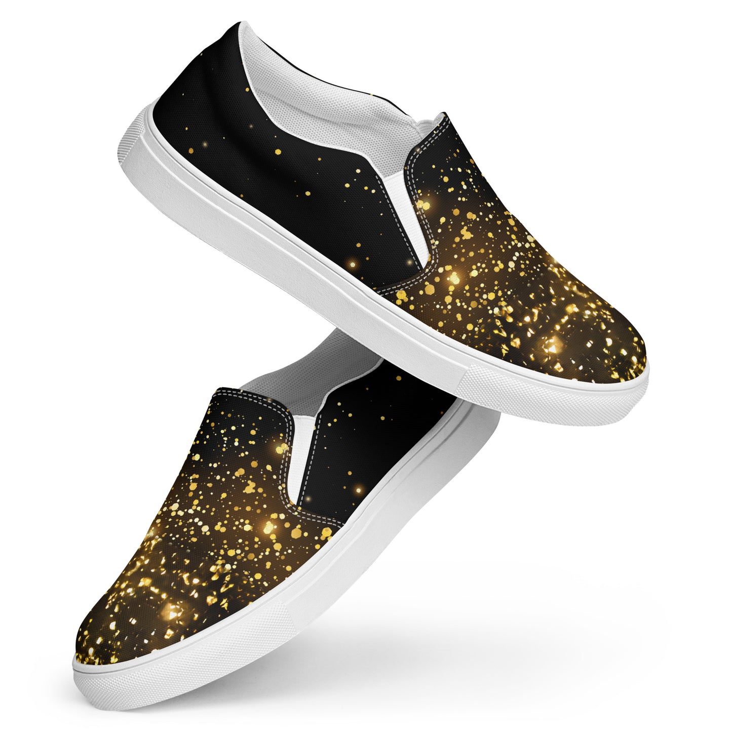 Elevate Your Look with Our Black & Gold Women’s Slip-On Shoes