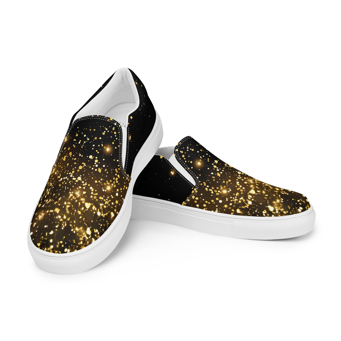 Elevate Your Look with Our Black & Gold Women’s Slip-On Shoes