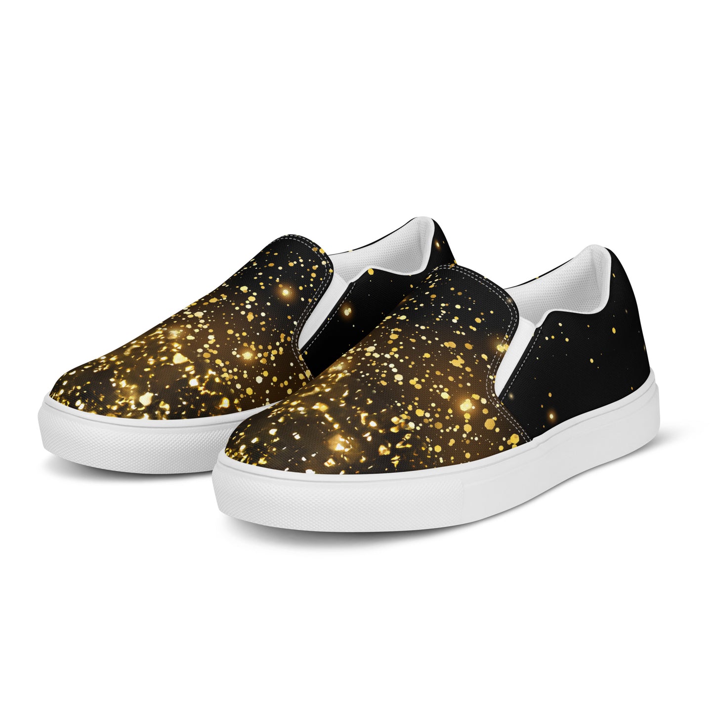 Elevate Your Look with Our Black & Gold Women’s Slip-On Shoes