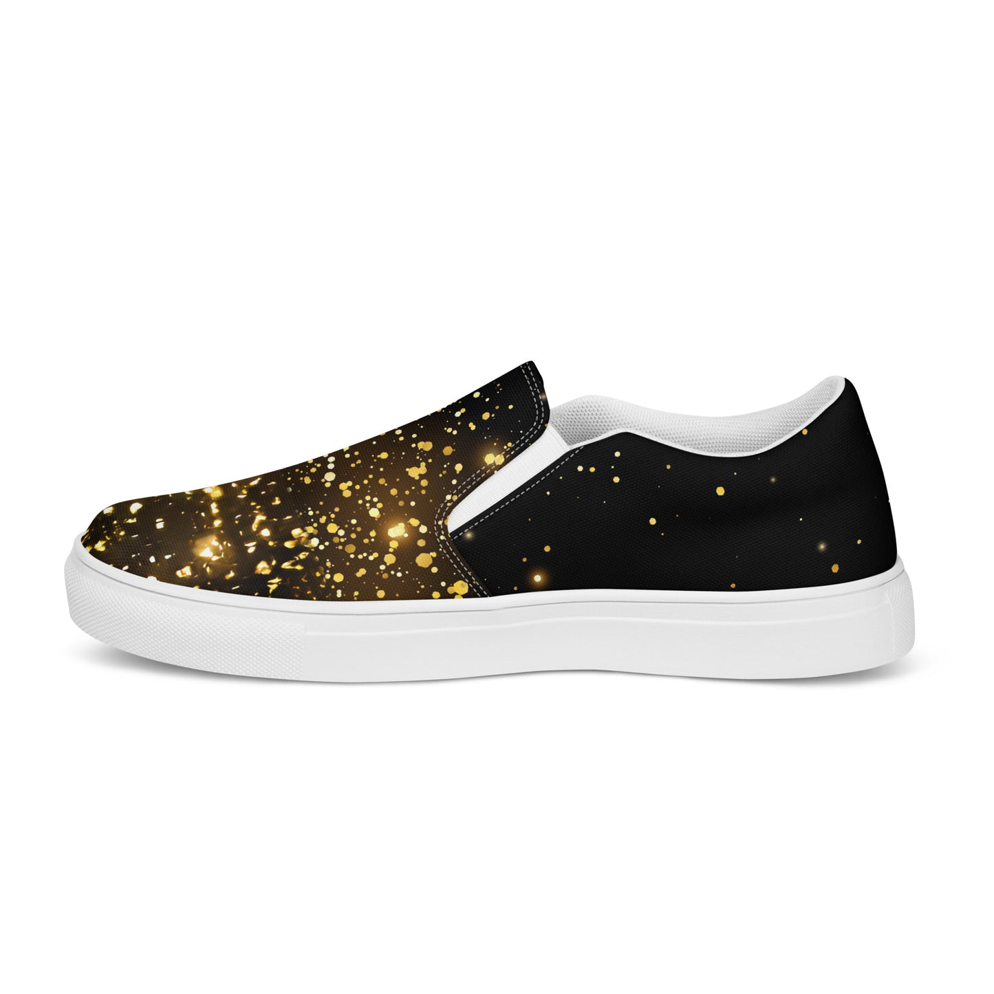 Elevate Your Look with Our Black & Gold Women’s Slip-On Shoes