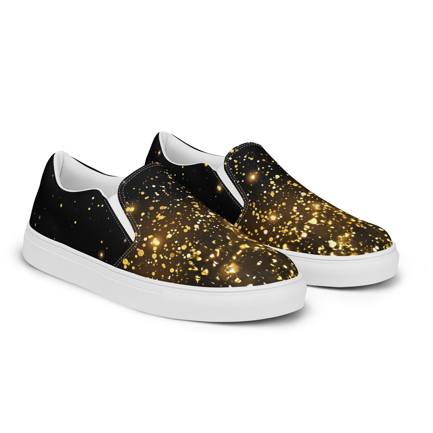 Elevate Your Look with Our Black & Gold Women’s Slip-On Shoes